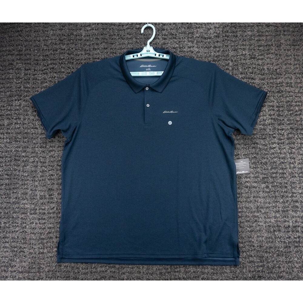 Eddie Bauer Shirt Mens 2XL Blue Resolution Pro Polo Freedry Stretch Golf NWT